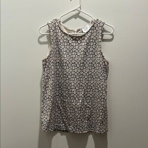 Floral Sleeveless Top - Cream and Gray